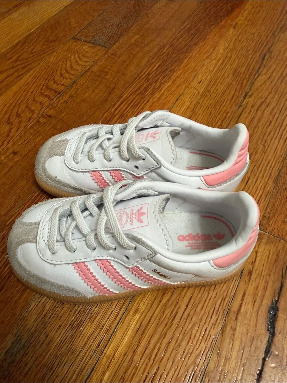 adidas Kids White & Light Pink Retro Sneaker Samba